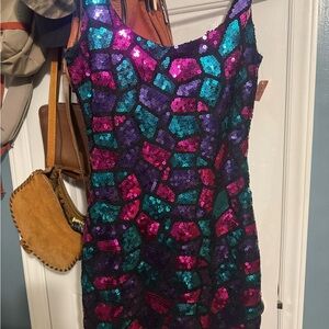 Alfred Angelo Vibrant Sequin Mini Dress